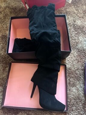 Nina Black Over-the-Knee Stiletto Boots
